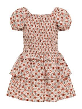 Pleat Lexi Floral Smocked Puff Sleeve Dress Girls Size 8